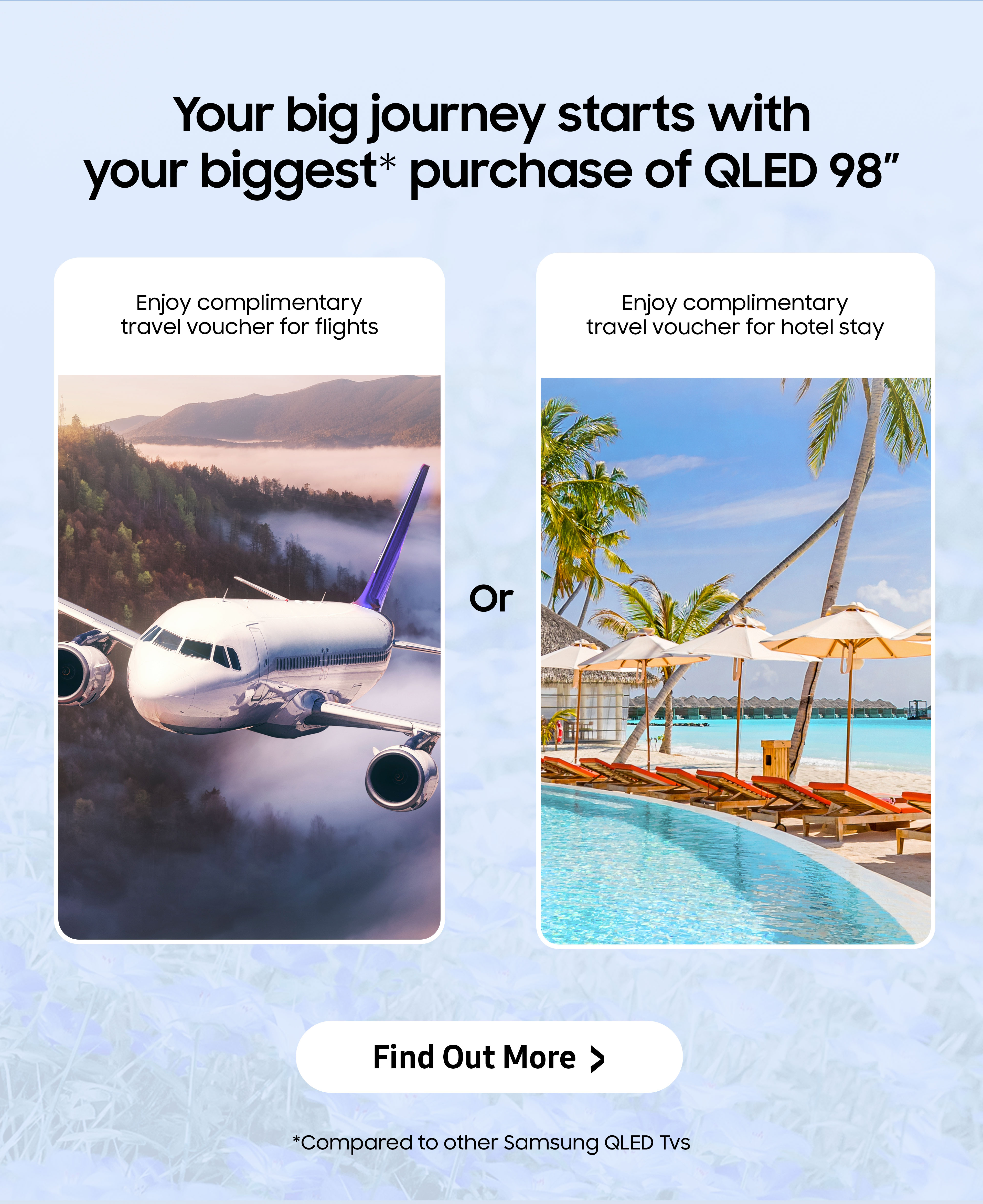 Your big journey starts with your biggest* purchase of QLED 98"