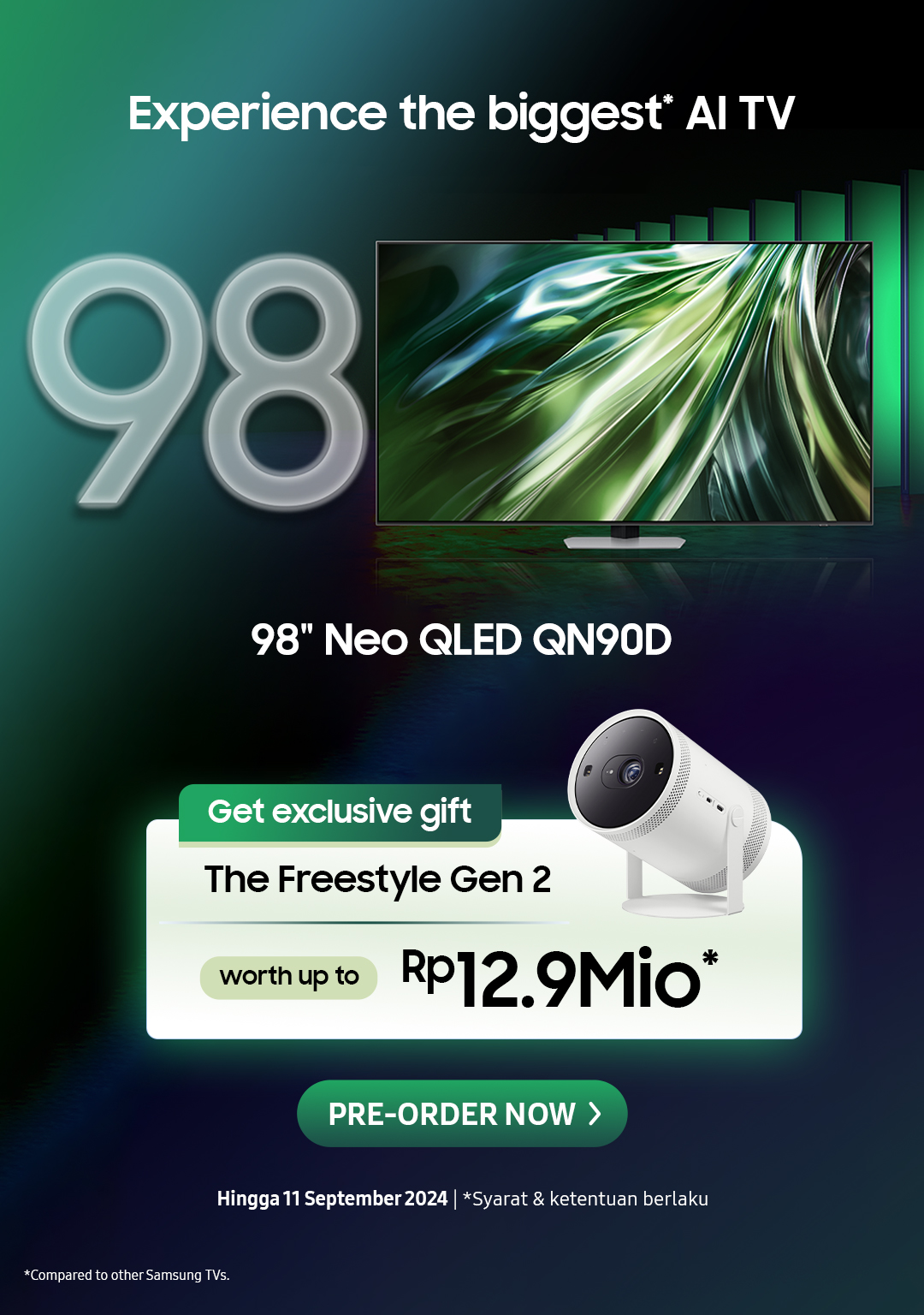 Experience the biggest* AI TV | 98" Neo QLED QN90D