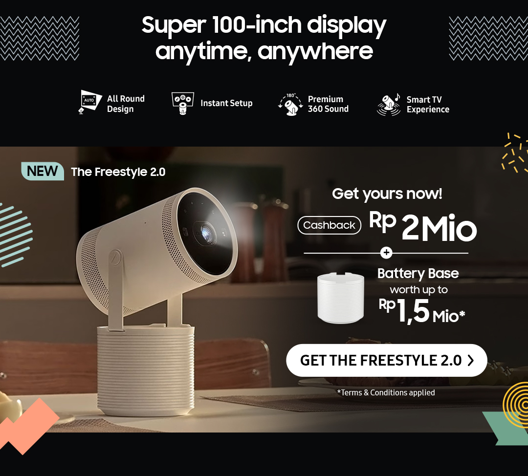 Super 100-inch display anytime, anywhere | Click here to get The Freestyle 2.0!