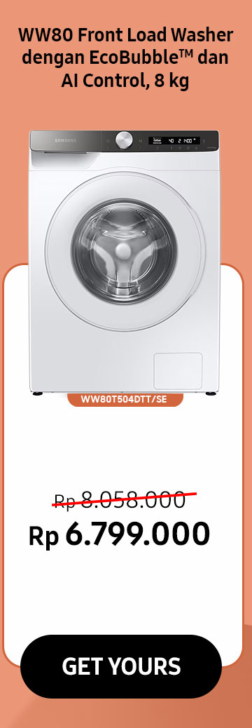 WW80 Front Load Washer dengan EcoBubble™ dan AI Control, 8kg