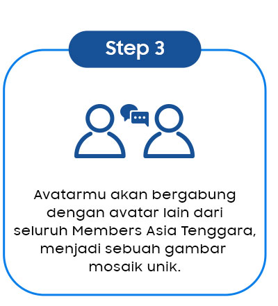 Step 3: Avatarmu akan bergabung dengan avatar lain dari seluruh Members Asia Tenggara, menjadi sebuah gamabr mosaik unik.