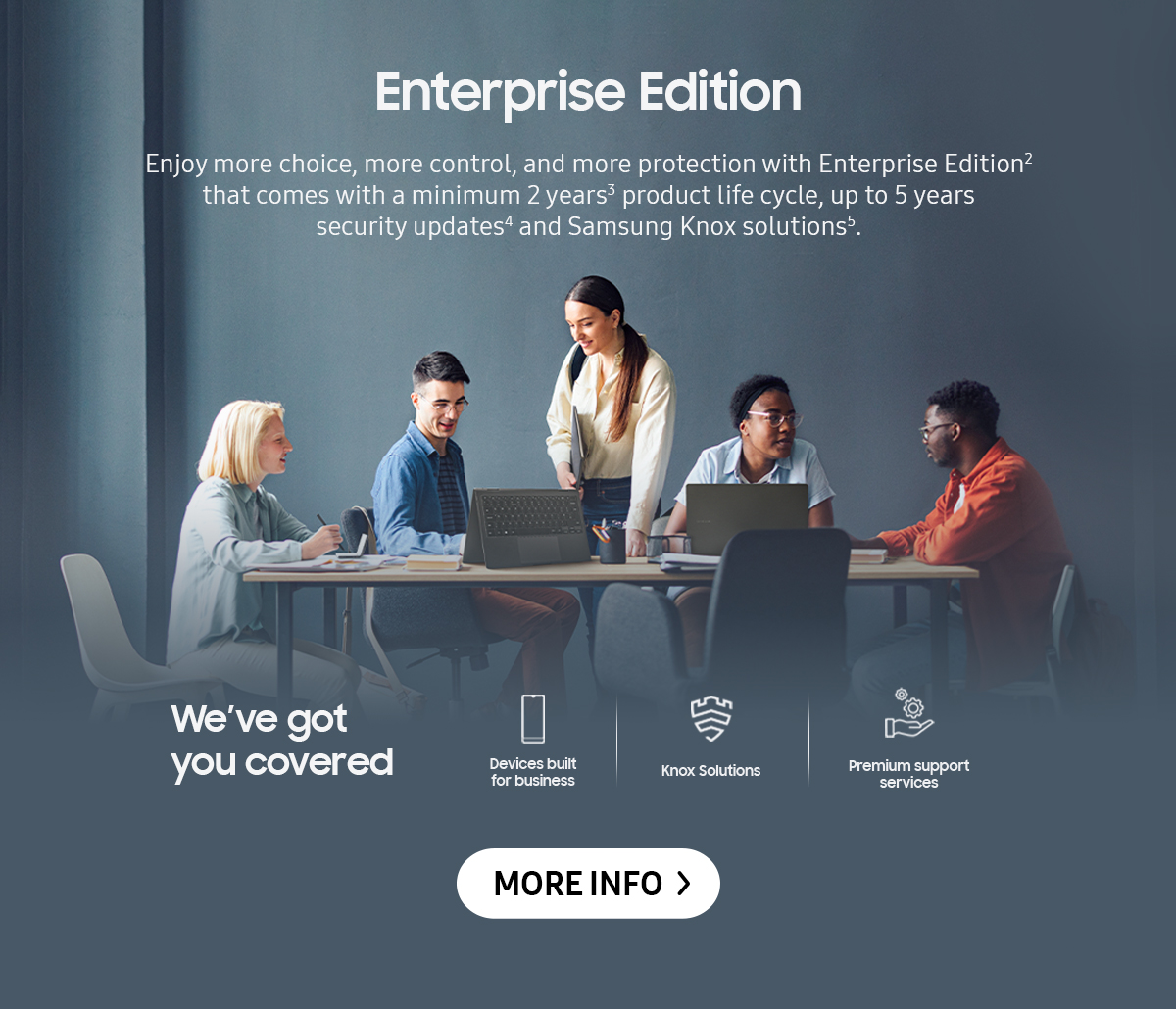 Enterprise Edition | Enjoy more choice, more control, and more protection with Enterprise Edition that comes with a minimum 2 years product life cycle, up to 5 years security updates and Samsung Knox solutions. Click here to discover more!