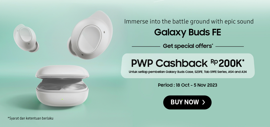 Immerse into the battle ground with epic sound. Get a special offer for Galaxy Buds FE. Click here to buy now!